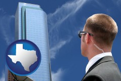 texas security agent watching a downtown area